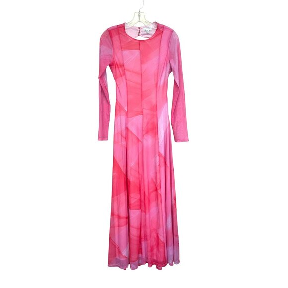 Topshop Pink Watercolor Maxi Dress Abstract Open Back Sz 4-6 Small NWT - Picture 5 of 9
